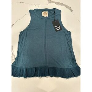 CHASER Tank Top Teal Blue‎ Sleeveless Knit Trim Casual Top Size S